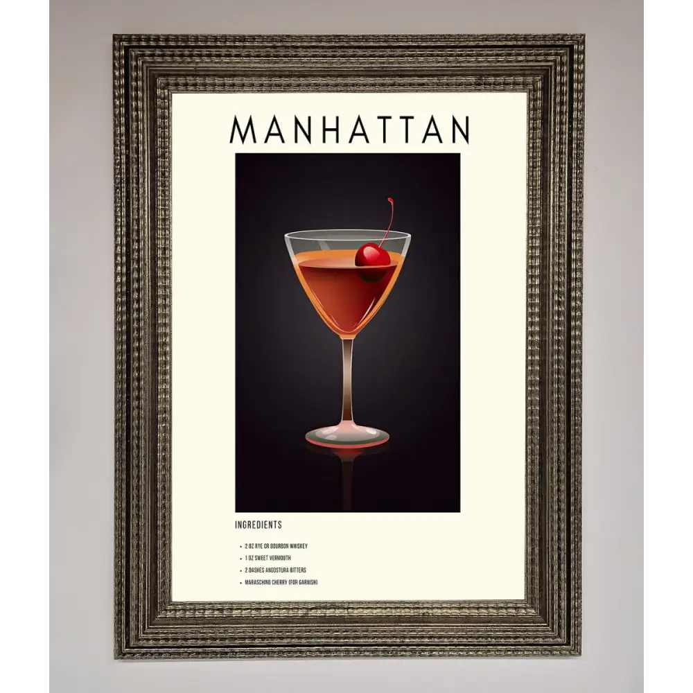 Manhattan A1 Framed Print - A3 (29.7 x 42 cm) / Ornate Silver - Framed Print