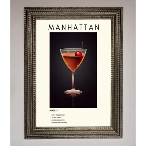 Manhattan A1 Framed Print - A3 (29.7 x 42 cm) / Ornate Silver - Framed Print