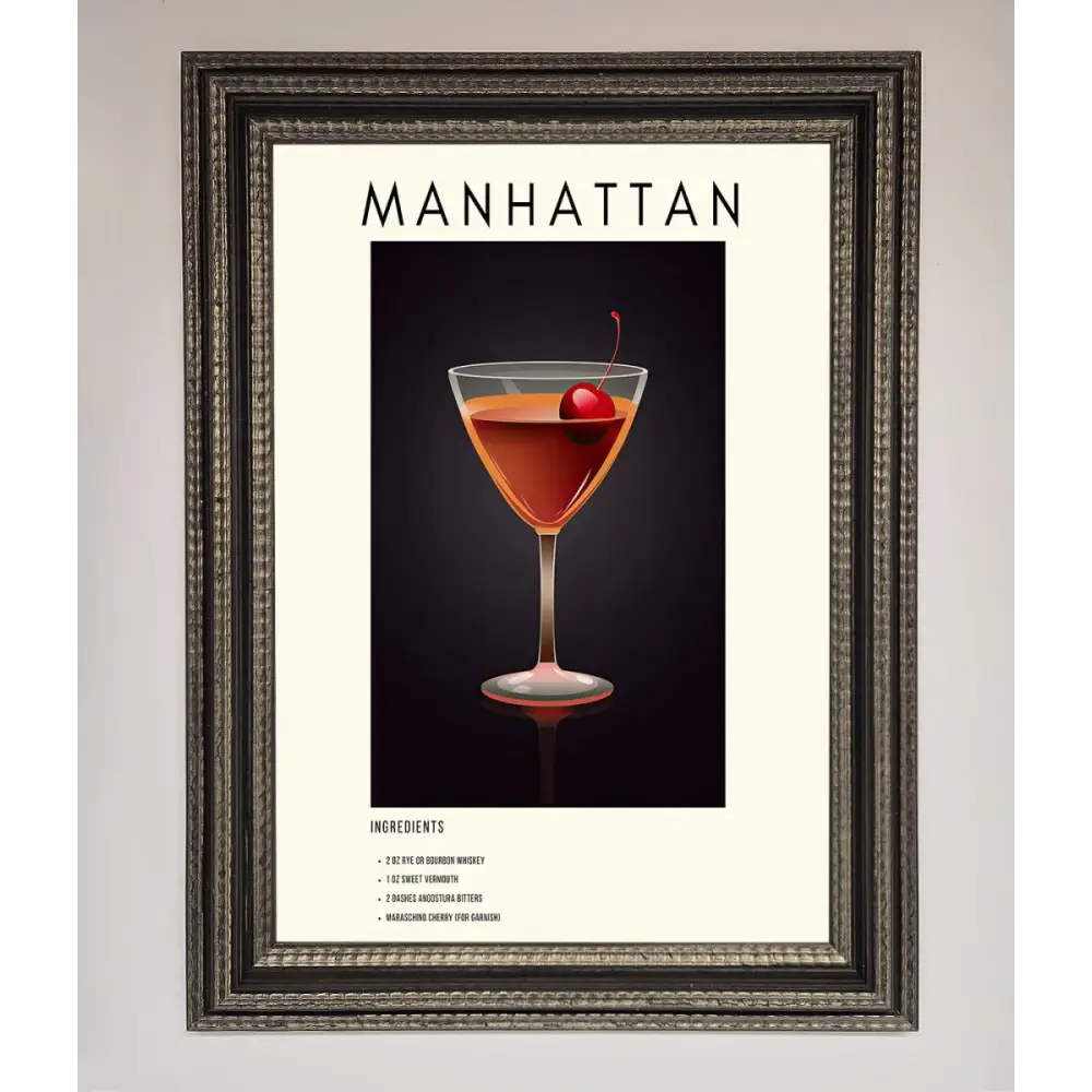 Manhattan A1 Framed Print - A3 (29.7 x 42 cm) / Ornate Silver Black - Framed Print