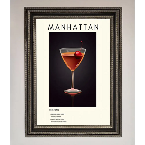 Manhattan A1 Framed Print - A3 (29.7 x 42 cm) / Ornate Silver Black - Framed Print