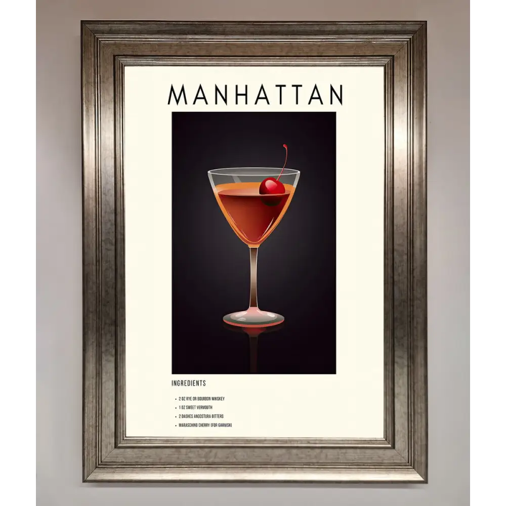 Manhattan A1 Framed Print - A3 (29.7 x 42 cm) / Silver - Framed Print