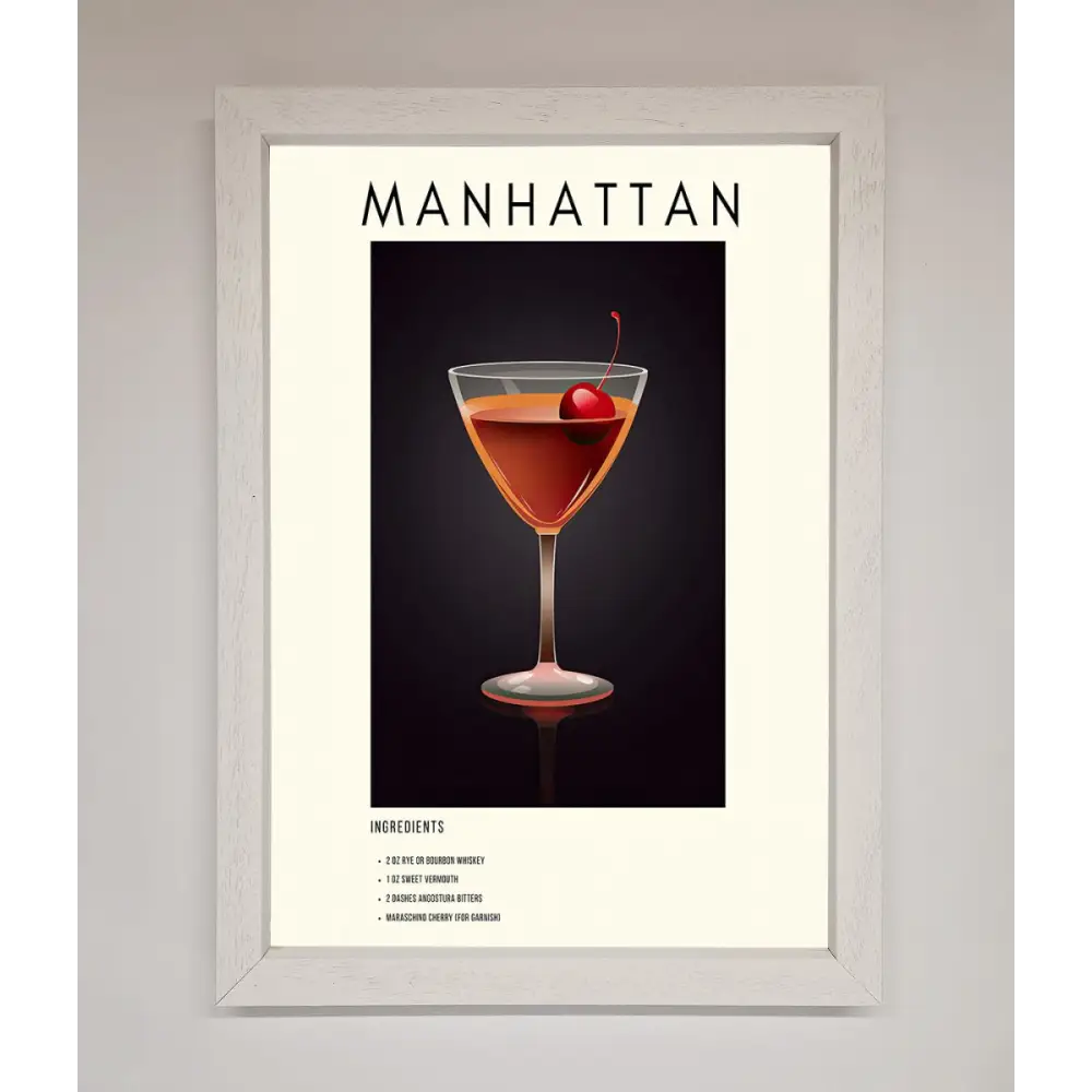 Manhattan A1 Framed Print - A3 (29.7 x 42 cm) / White - Framed Print