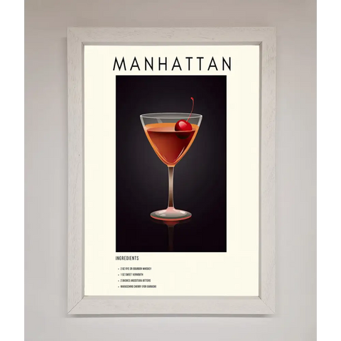 Manhattan A1 Framed Print - A3 (29.7 x 42 cm) / White - Framed Print