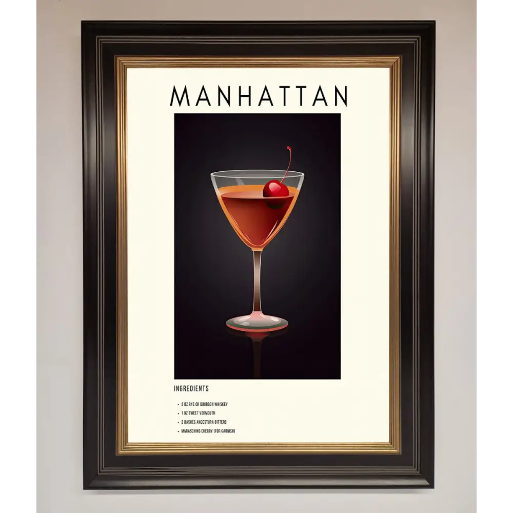Manhattan A1 Framed Print - B0 (100 x 141 cm) / Black Gold - Framed Print