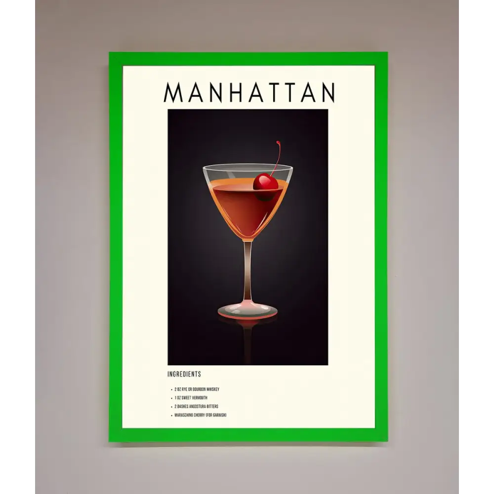 Manhattan A1 Framed Print - B0 (100 x 141 cm) / Neon Dark Green - Framed Print