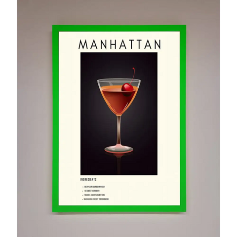 Manhattan A1 Framed Print - B0 (100 x 141 cm) / Neon Dark Green - Framed Print