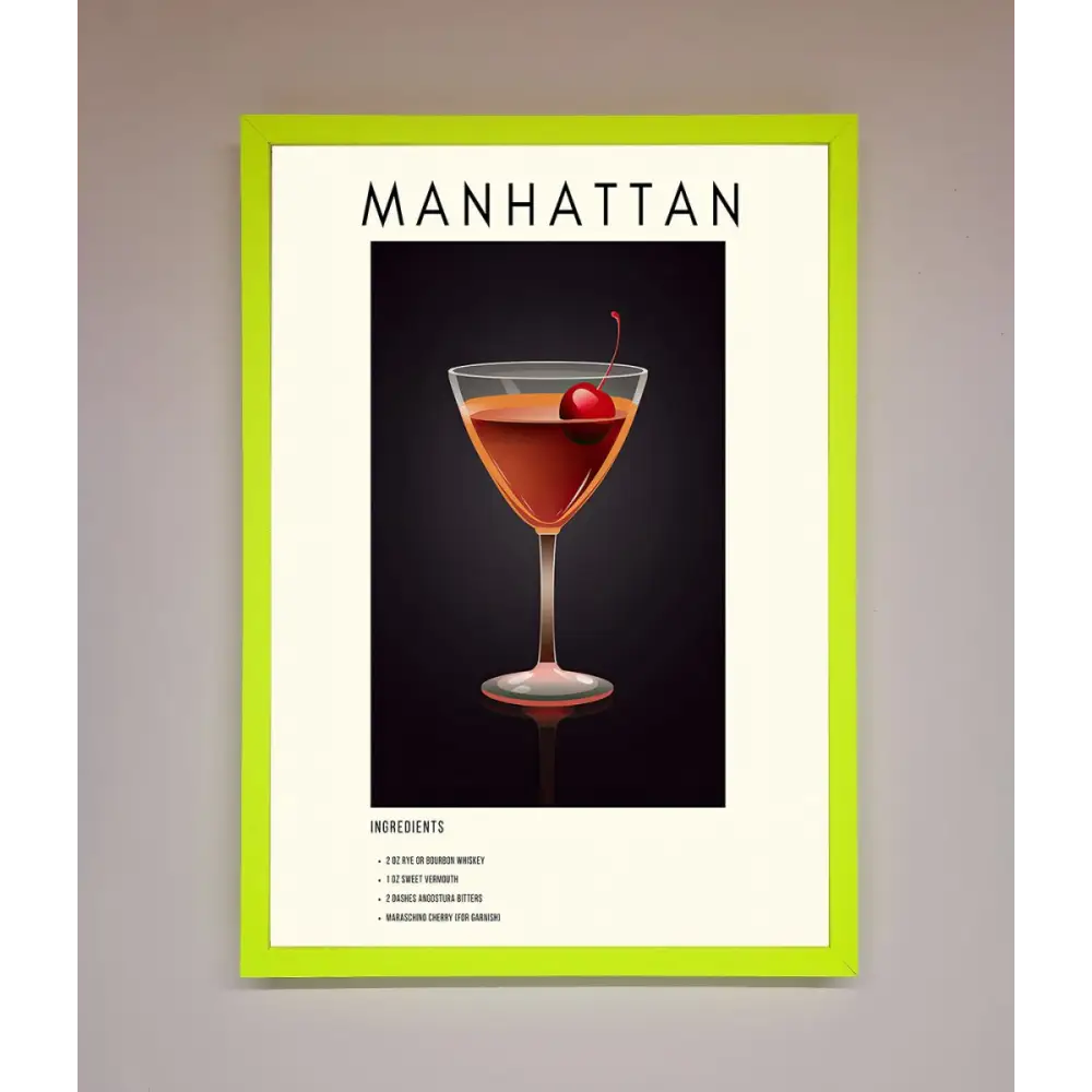 Manhattan A1 Framed Print - B0 (100 x 141 cm) / Neon Green - Framed Print