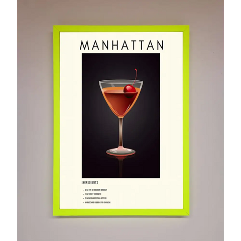 Manhattan A1 Framed Print - B0 (100 x 141 cm) / Neon Green - Framed Print