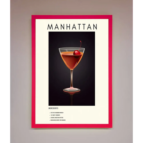 Manhattan A1 Framed Print - B0 (100 x 141 cm) / Neon Pink - Framed Print