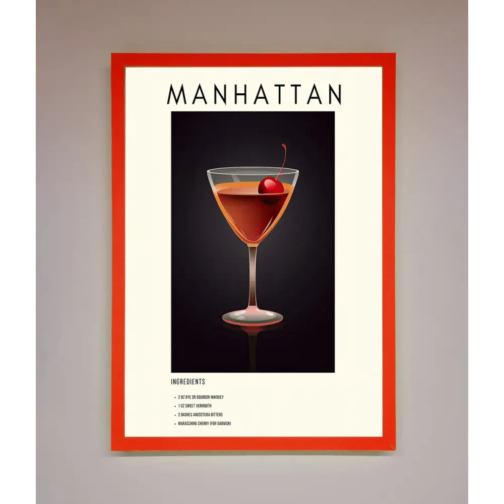 Manhattan A1 Framed Print - B0 (100 x 141 cm) / Neon Red - Framed Print