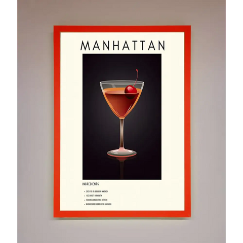 Manhattan A1 Framed Print - B0 (100 x 141 cm) / Neon Red - Framed Print