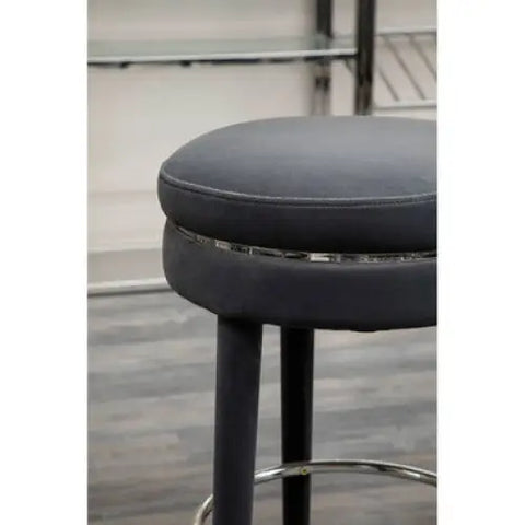 Manhattan Grey Velvet Bar Stool with Rubberwood Legs