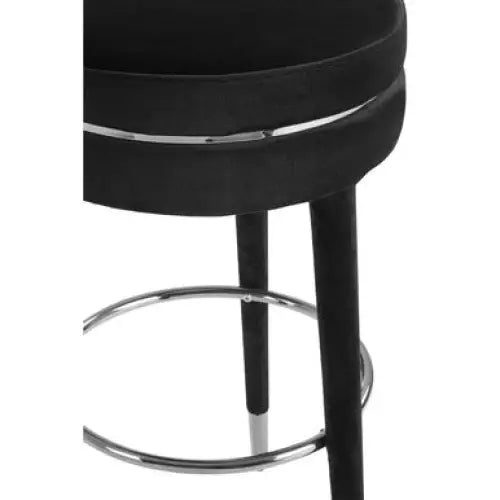 Manhattan Grey Velvet Bar Stool with Rubberwood Legs