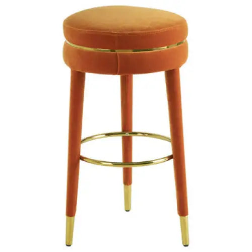 Manhattan Orange Velvet Bar Stool