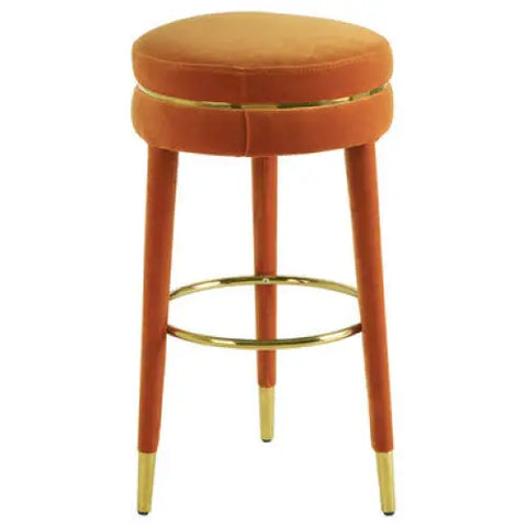Manhattan Orange Velvet Bar Stool