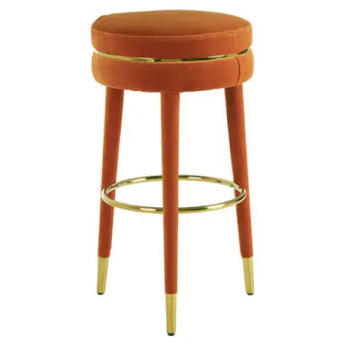 Manhattan Orange Velvet Bar Stool