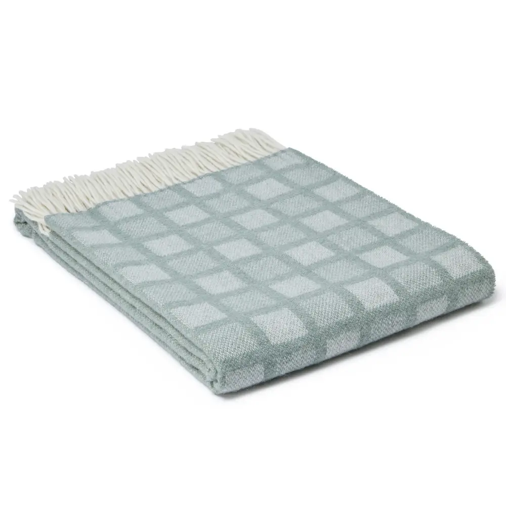 Manhattan Pure New Wool Throws - Ice Green - Throws & Blankets