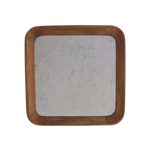 Square wooden framed coffee table mirror with light gray marble like center for marble top chatai coffee table