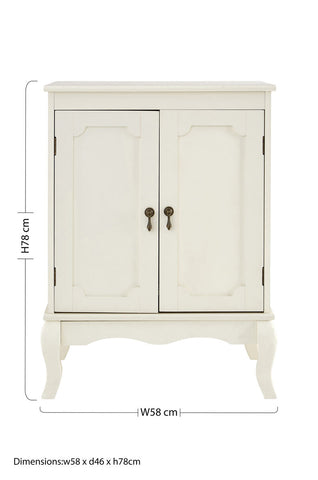 White painted wooden marcella double door cabinet with ornate curved legs perfect for stylish storage