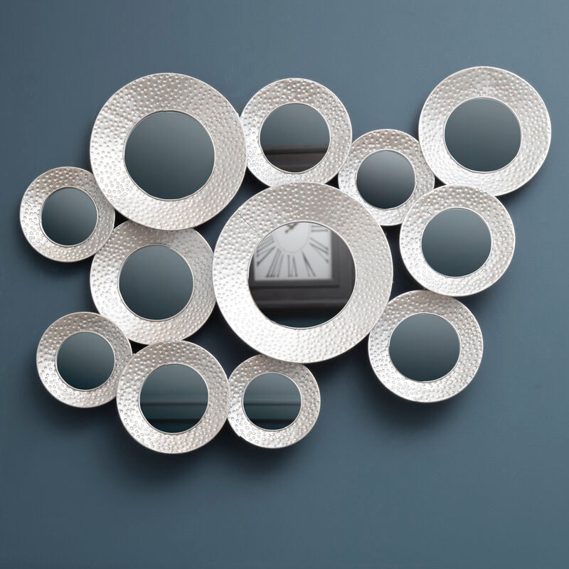 Marcia Hammered Silver Wall Mirror