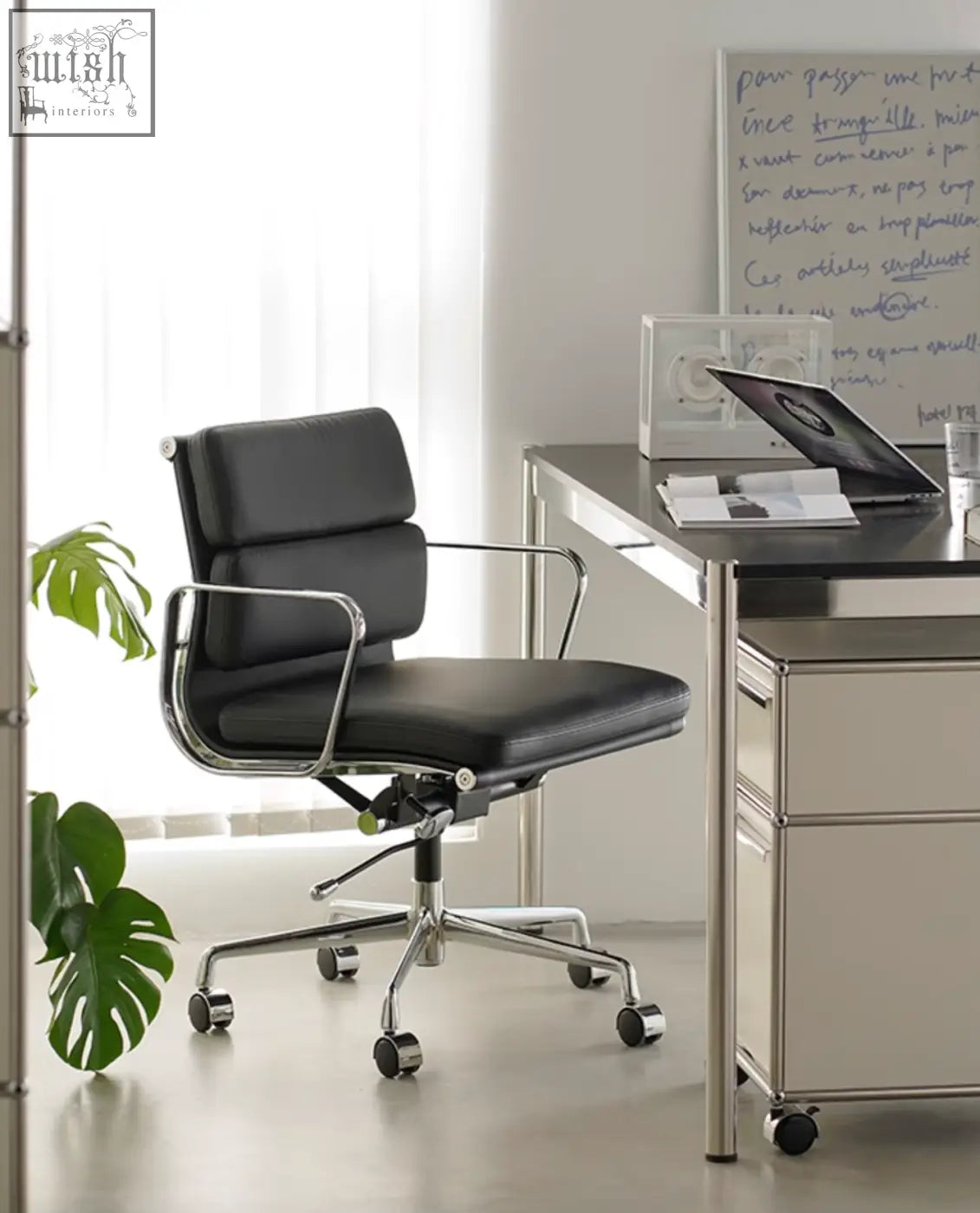 Marley office chair black leather office chair with chrome metal frame swivel and height adjustable features