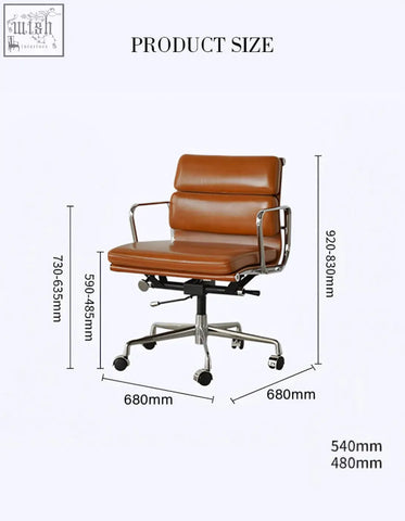 Brown leather office chair with chrome frame and five-star base from marley office chair with swivel and height adjust
