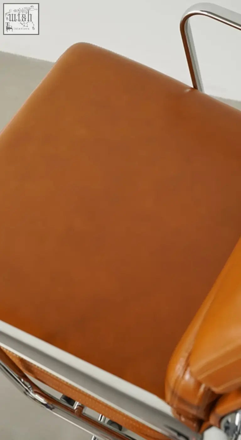 Tan leather office chair seat with chrome metal frame from marley office chair with swivel and height adjustable features