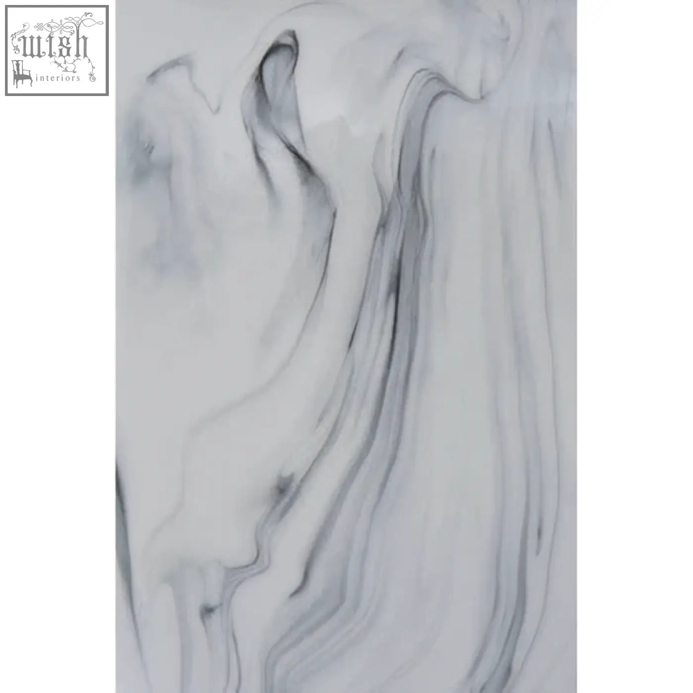 A sleek gray and white marble effect large ceramic jar with flowing marmo marble effect veining pattern