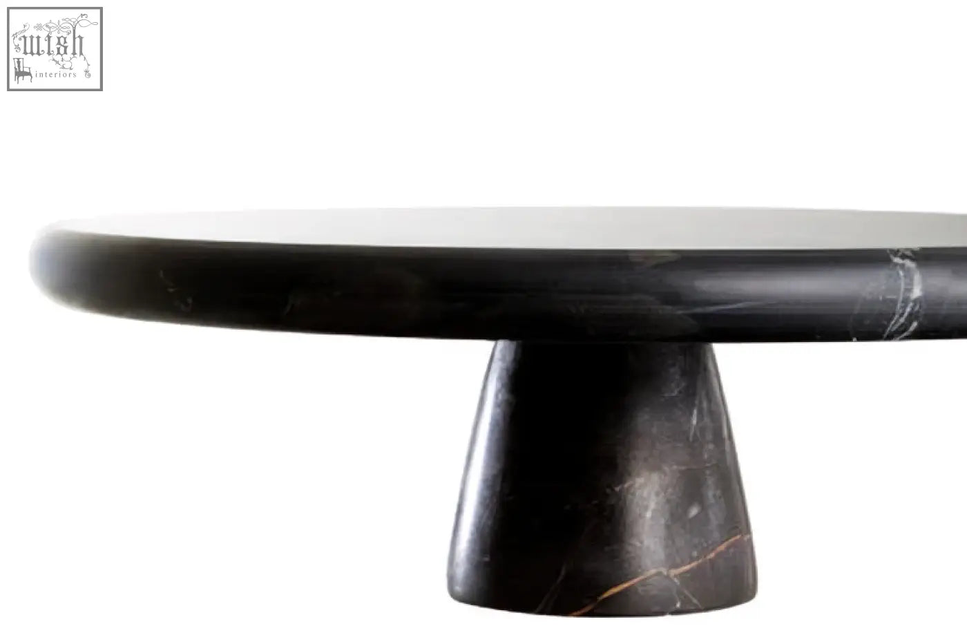Black marble cake stand with sleek modern design and polished surface perfect as a marble cake display