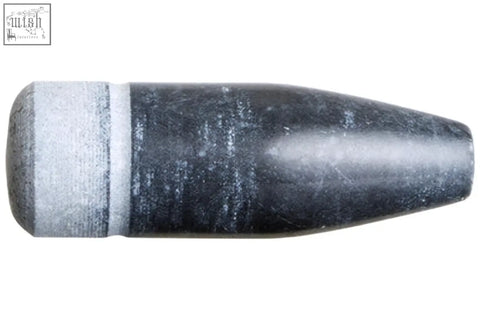 Black and silver bullet shaped marmore black marble pestle with a textured metallic finish for black marble mortar use