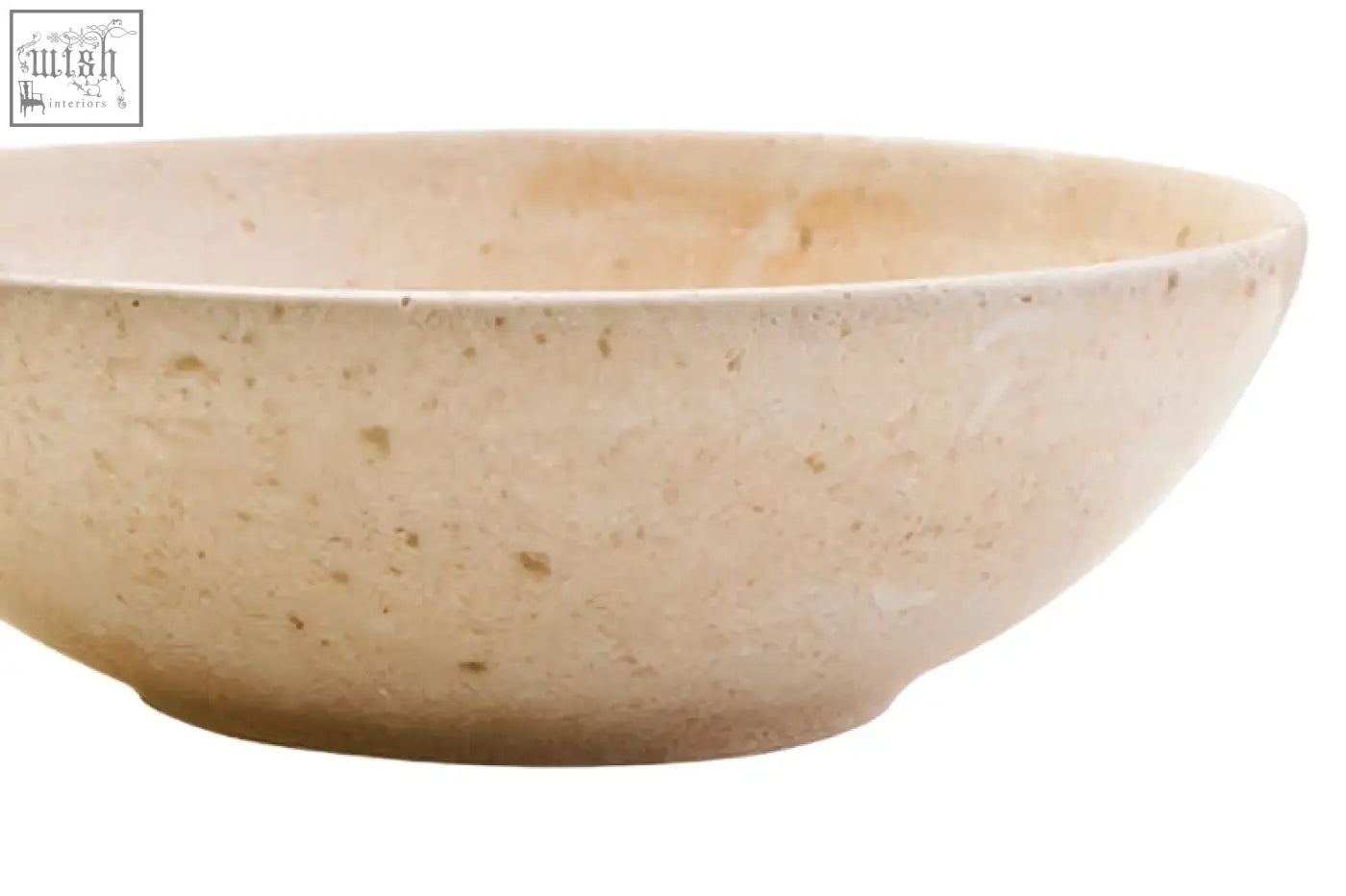 Beige speckled ceramic cream marble bowl with smooth rounded rim and flared base marmore cream marble design