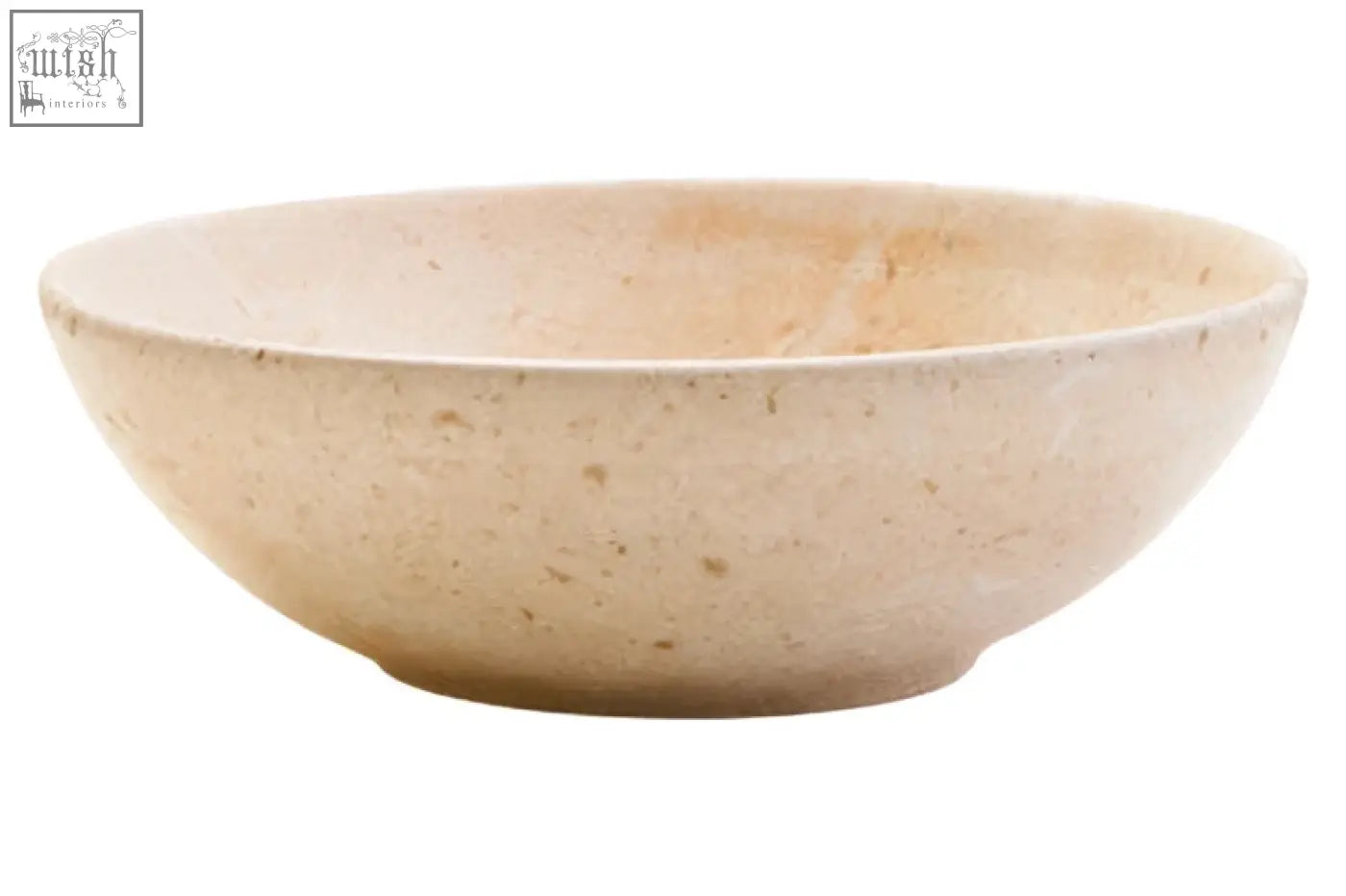 Beige speckled ceramic marmore cream marble bowl with smooth rounded rim and slightly flared edges