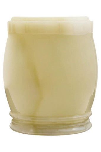 Cream-colored translucent ceramic candle holder with marbled texture for marmore onyx storage jar collection