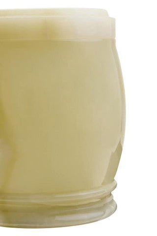 Cream-colored translucent ceramic candle holder with smooth fluted rim for marmore onyx storage jar collection