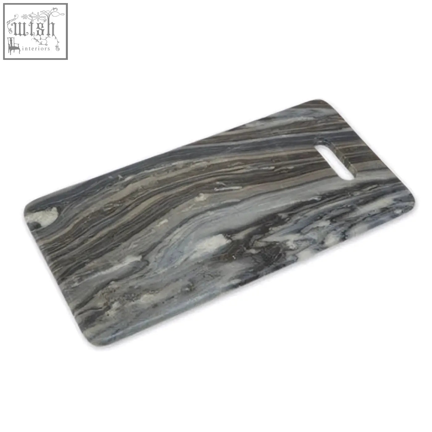 Marmore rectangular black marble chopping board with gray and white marbled polished surface for serving and cutting