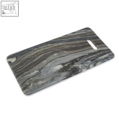 Marmore rectangular black marble chopping board with gray and white marbled polished surface for serving and cutting