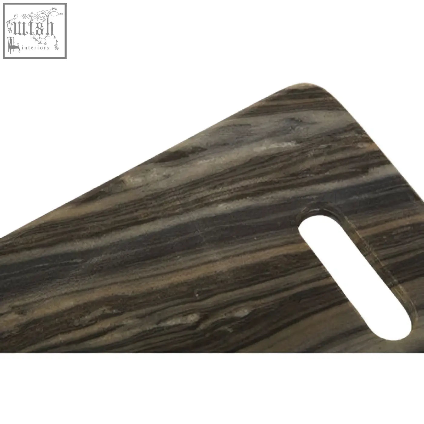 Dark wood grain marmore rectangular black marble chopping and serving board with smooth surface and handle cutout