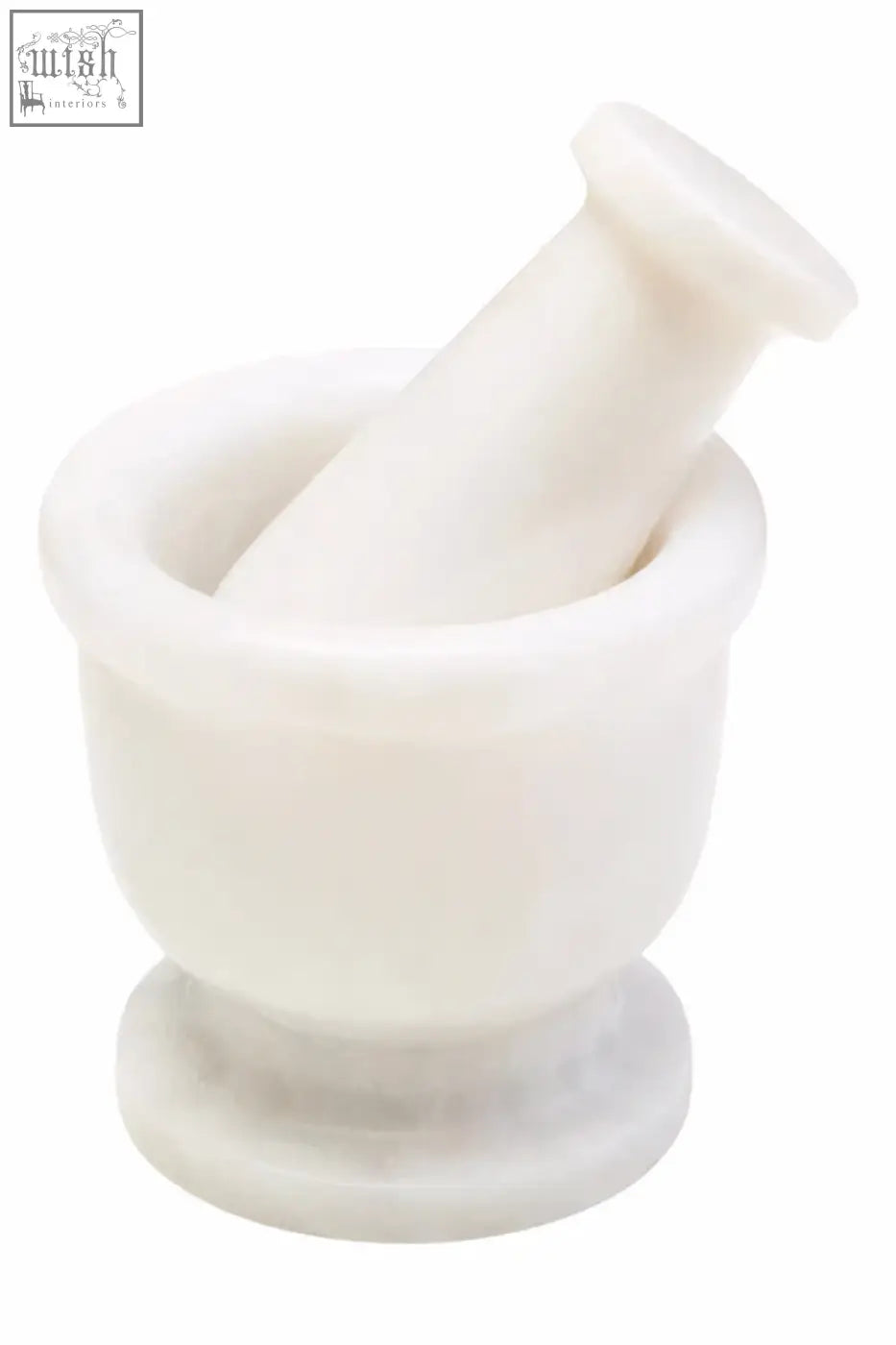 White marble mortar and pestle set made from marmore white marble for grinding and crushing ingredients