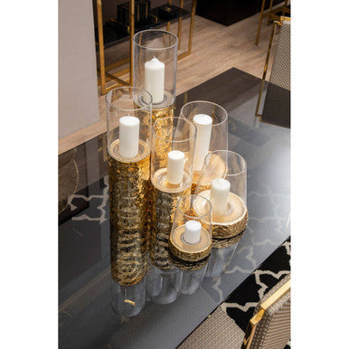 Martele Large Hurricane Gold Candle Holder