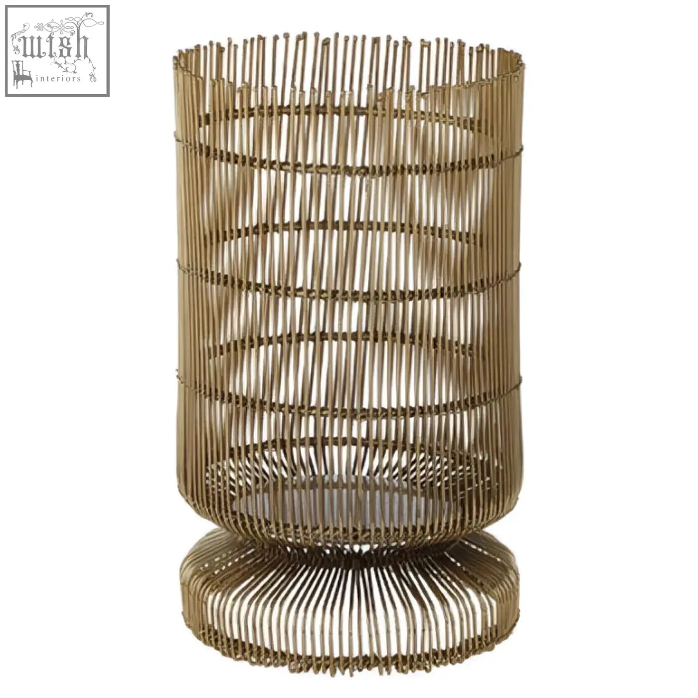 Gold-toned wire candle holder martina small wire candle holder with mesh cylindrical shape and flared top