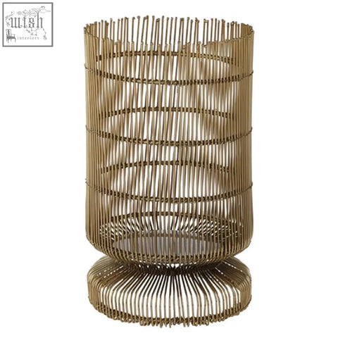 Gold-toned wire candle holder martina small wire candle holder with mesh cylindrical shape and flared top