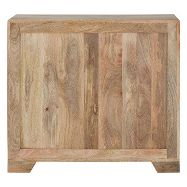 Light brown wooden marwar tall sideboard with two doors and natural wood grain finish tall sideboard