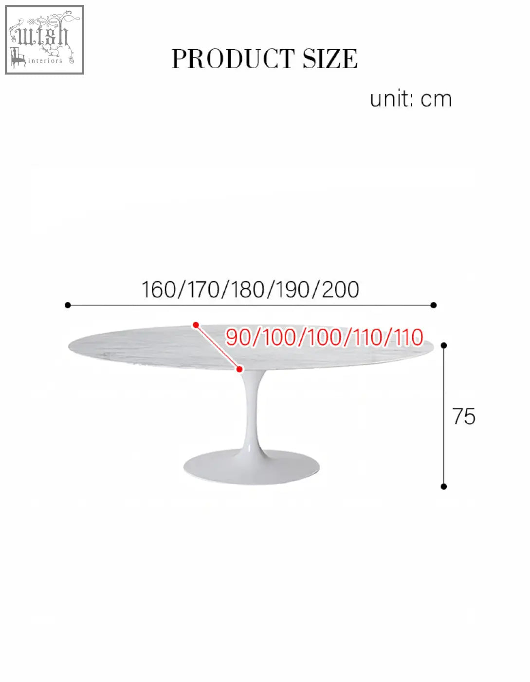 White masuda oval dining table with marble top and sleek single pedestal base for modern oval dining spaces