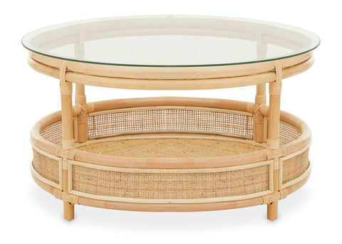 Mataram Rattan Coffee Table With Glass Top