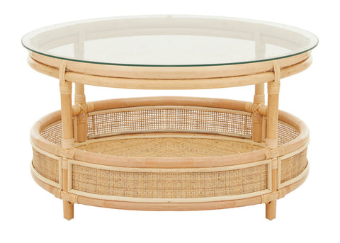 Mataram Rattan Coffee Table With Glass Top