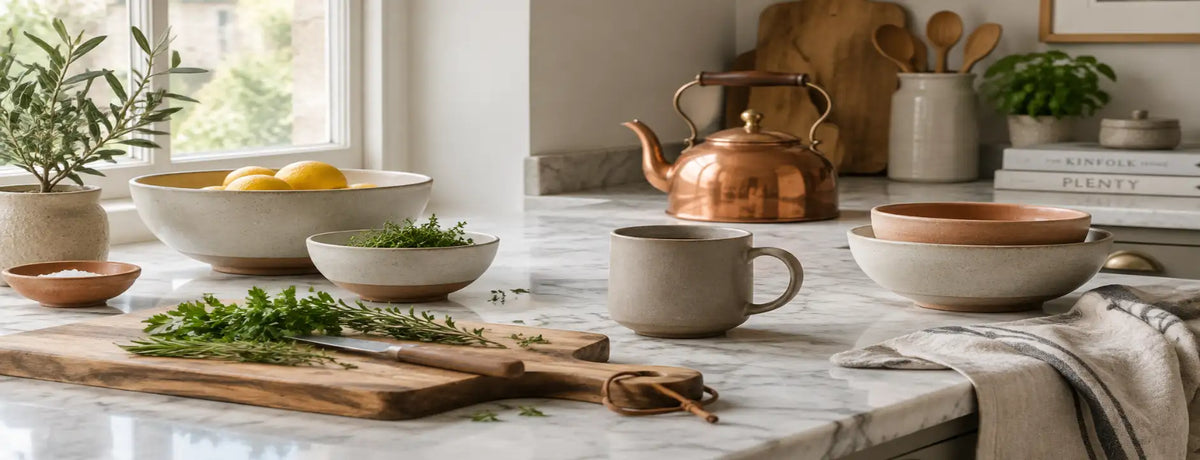 A matte-finished, earth-toned ceramic bowl with a subtle brown rim and soft beige interior.