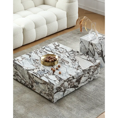 Matteo Square Coffee Table Marble White
