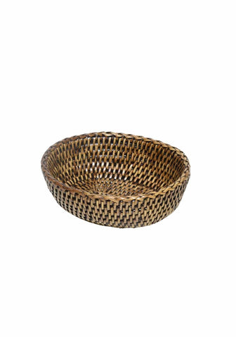 Mayfair tray hold all round woven basket in classic brown with intricate natural interlaced pattern