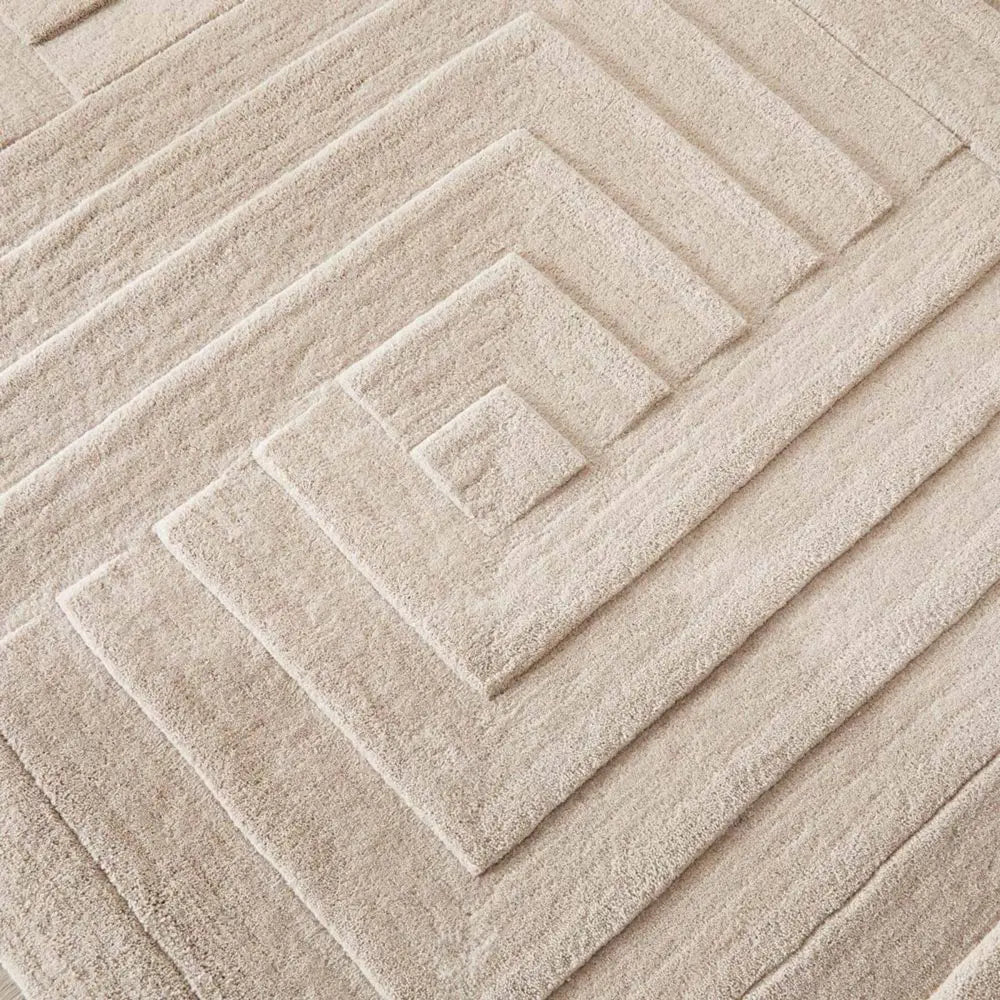 Maze Grey Geometric Wool Rug - Rugs