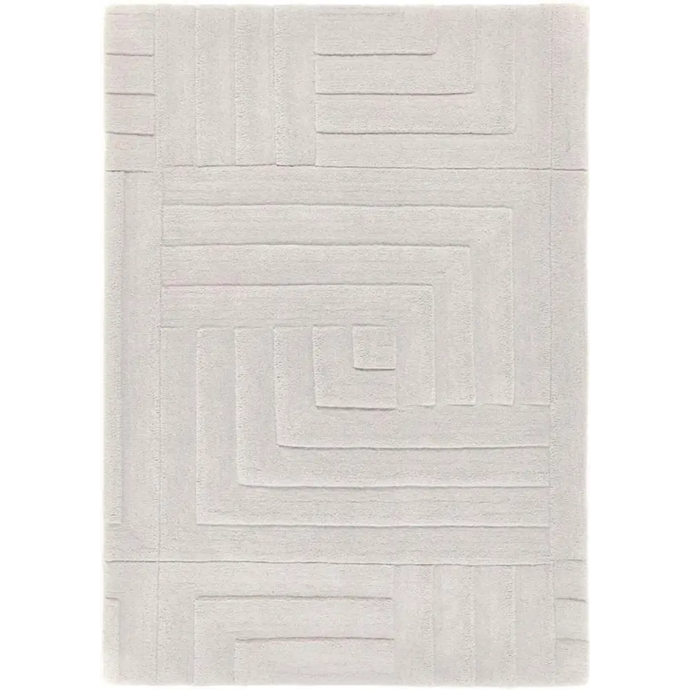 Maze Grey Geometric Wool Rug - Rugs